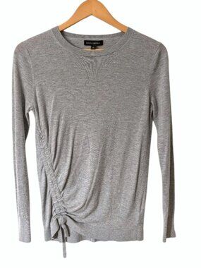Banana Republic Wool Blend Side-Ruched Long Sleeve Sweater Gray XS